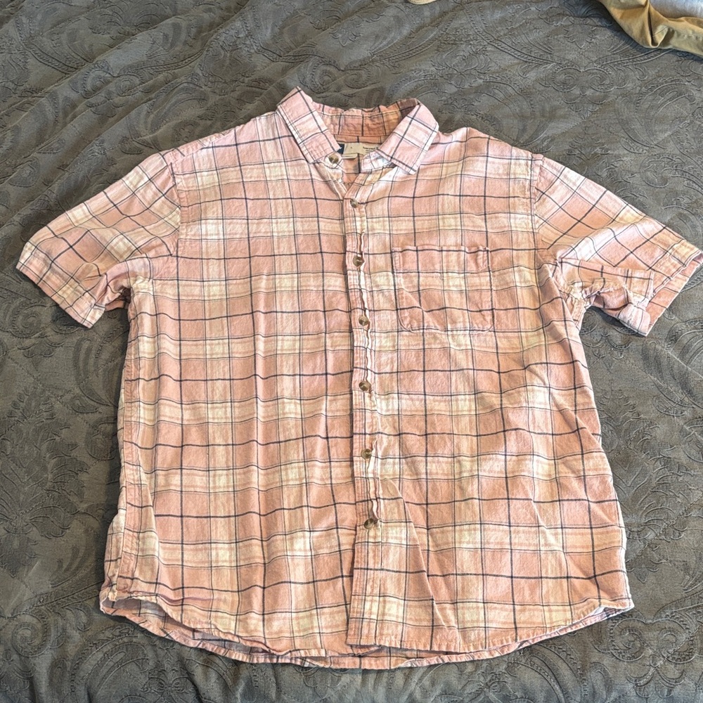 Old Navy Men's Casual Pink Checkered Shirt